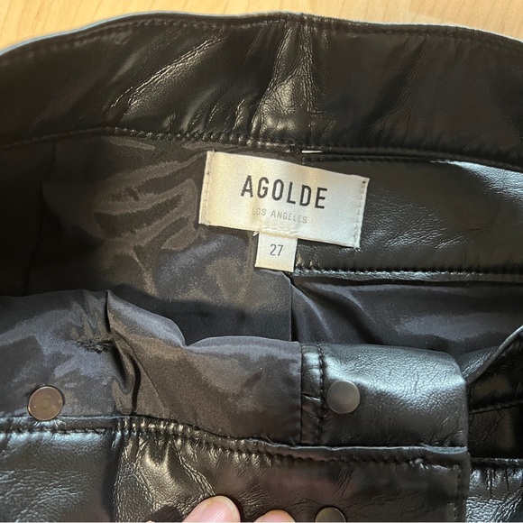 AGOLDE Recycled Leather Broken Waistband in Detox Black Size 27 retail $398 - Picture 13 of 15